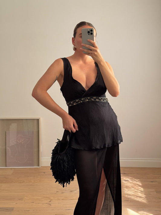 Pure silk black top