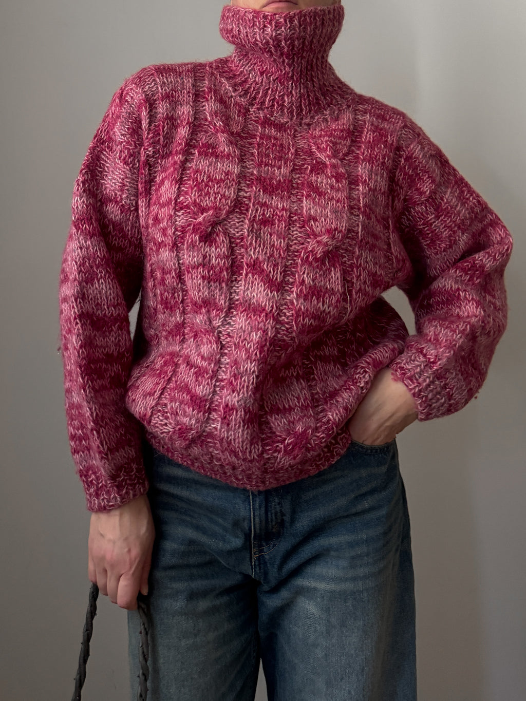 Pure wool embroidered melange pull