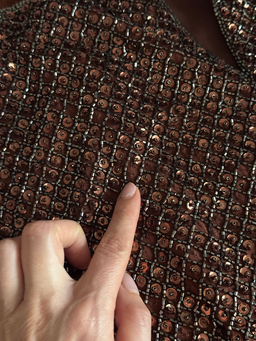 Beads and sequins bronze dress