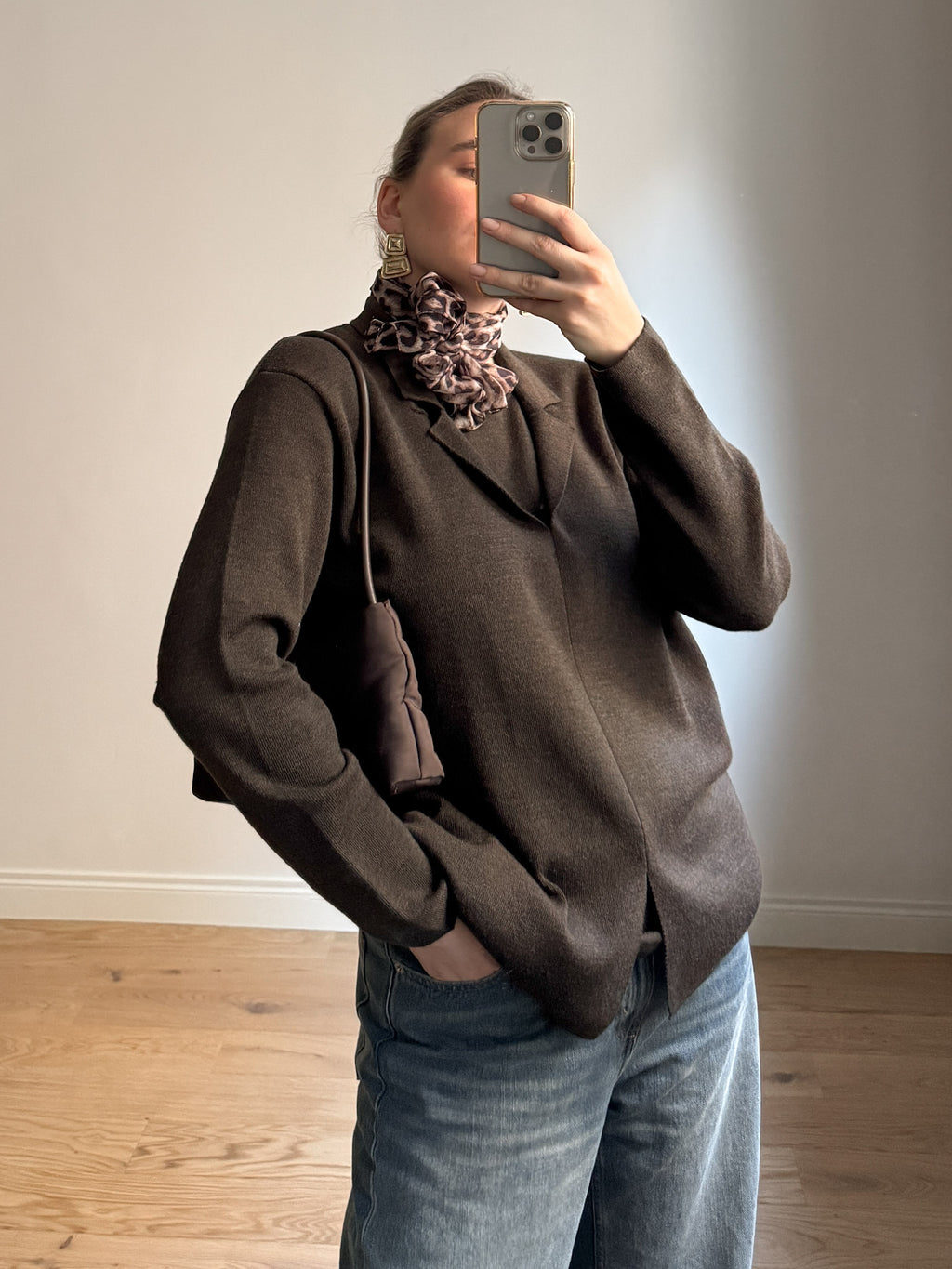 Pure merino wool brown pull