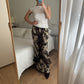 Rouches brown and sand long skirt