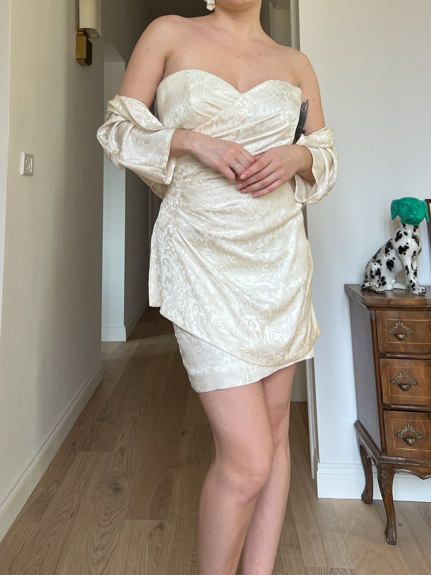 Pure silk ivory mini dress