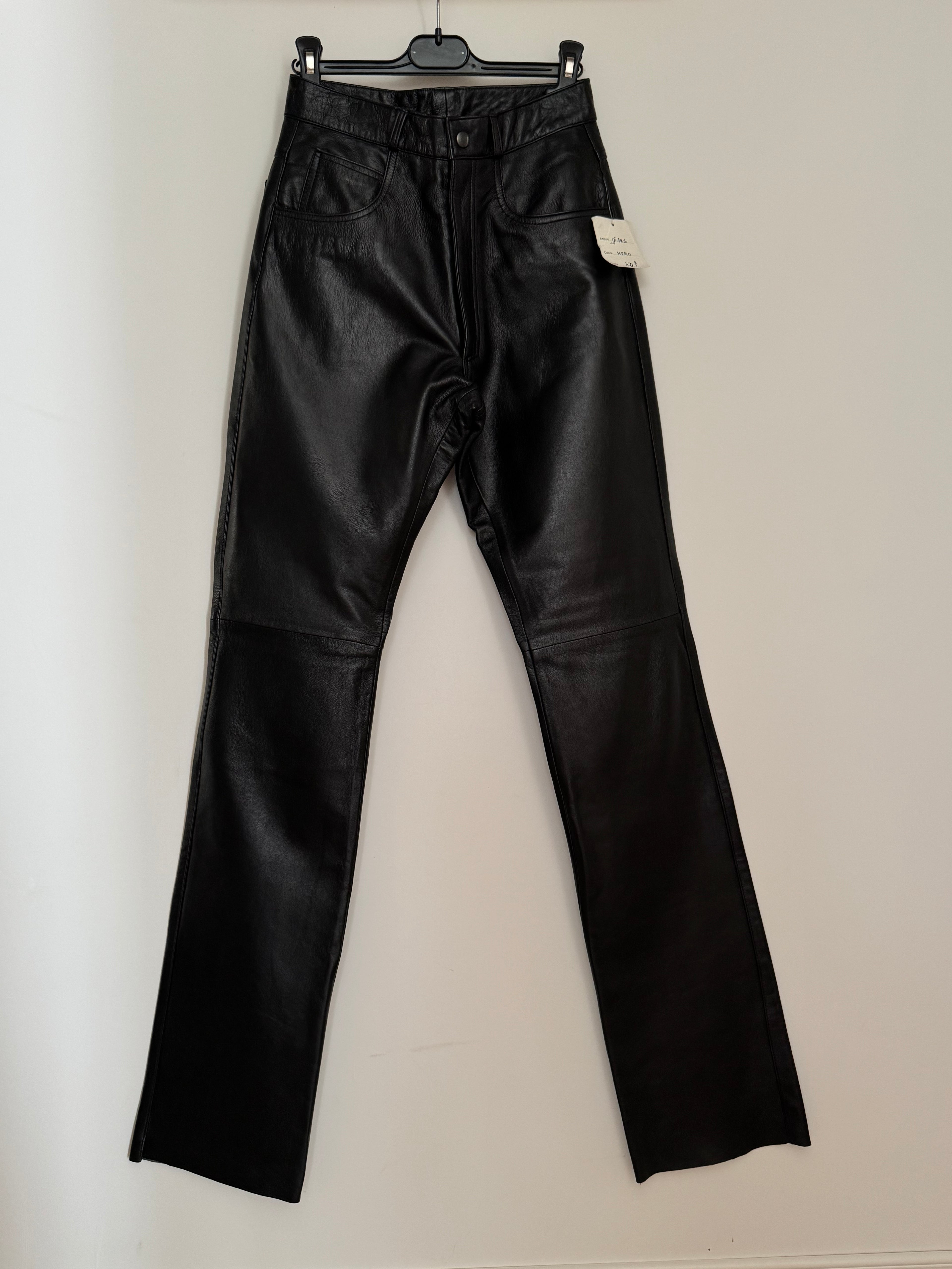 Real leather black pants