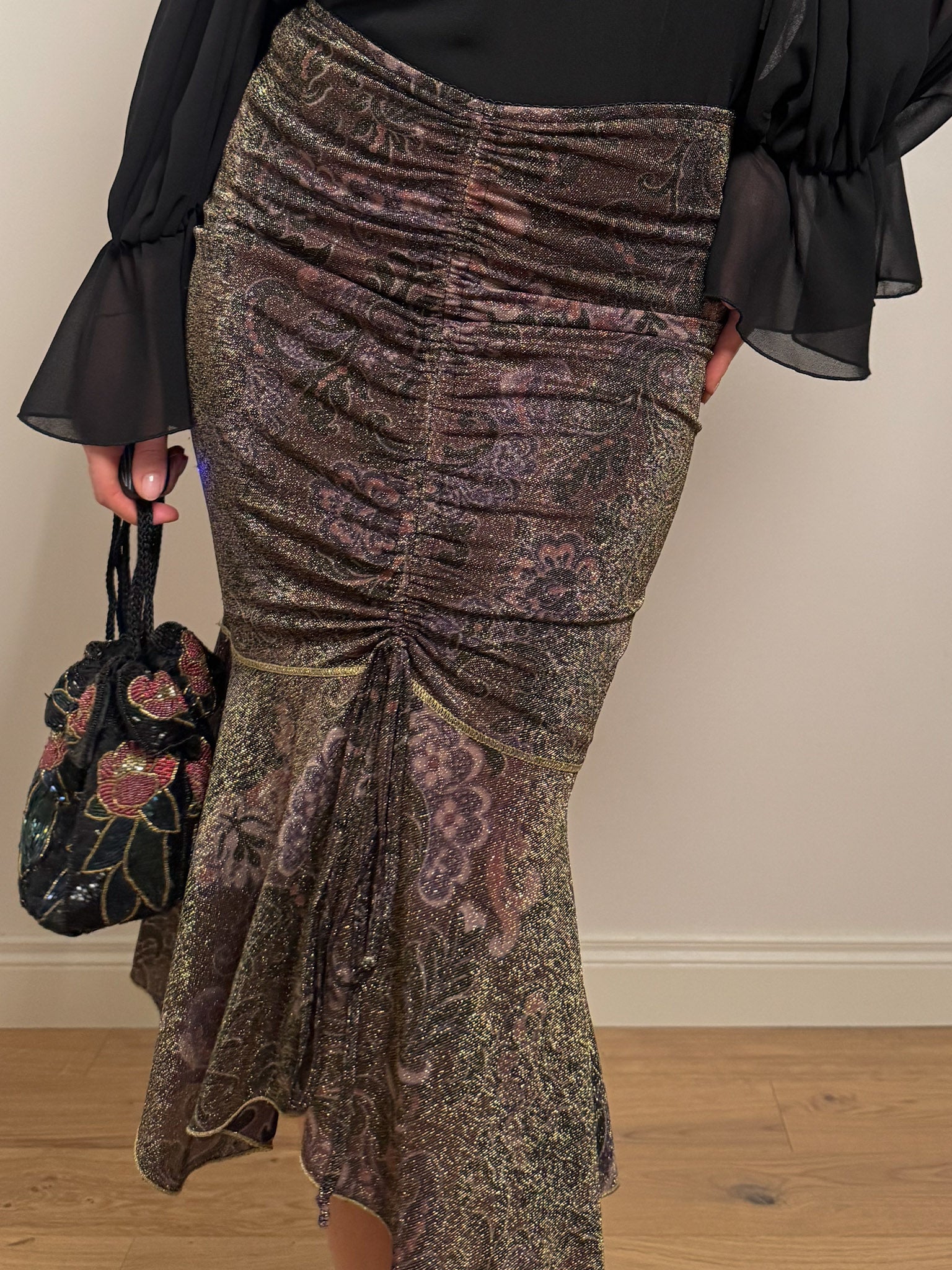 Lurex siren midi skirt