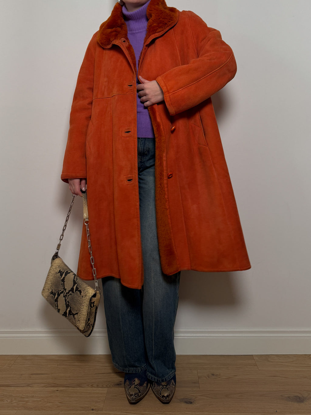 Original shearling orange coat