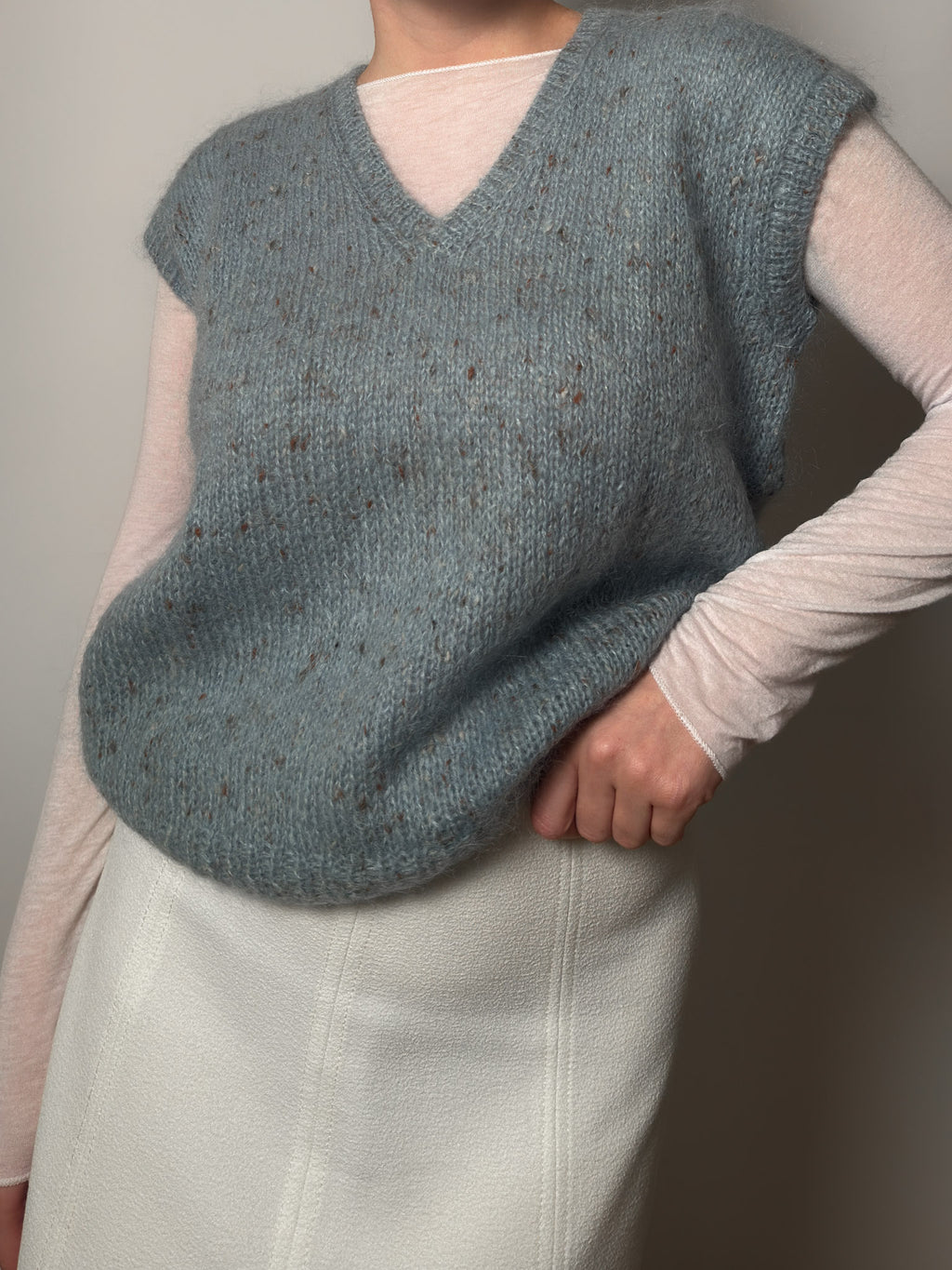 Pure wool handmade sky vest