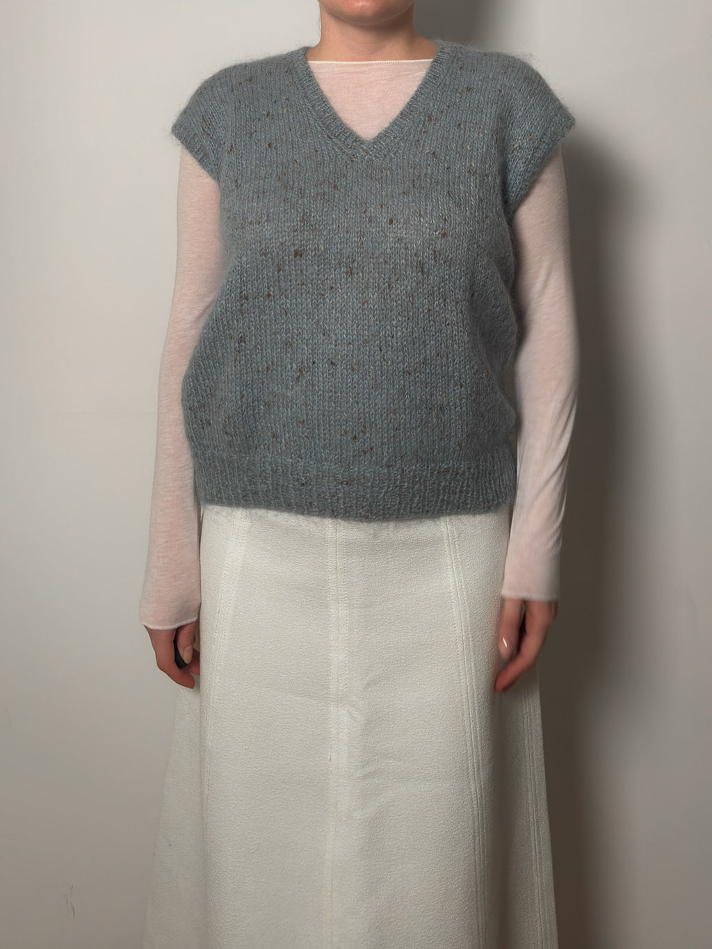Pure wool handmade sky vest