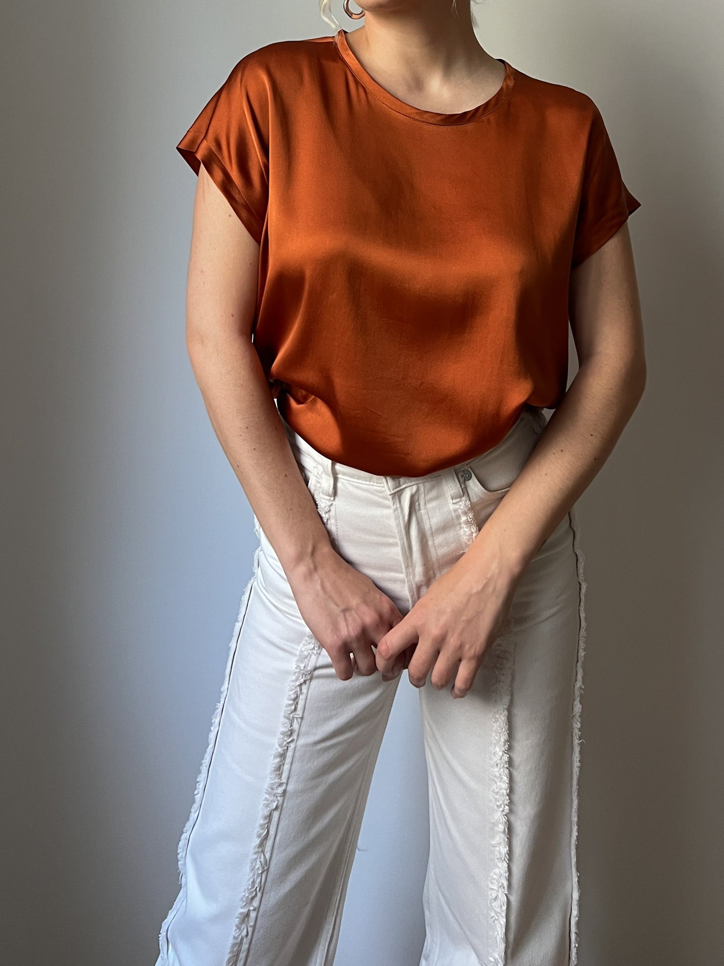 Pure silk orange top