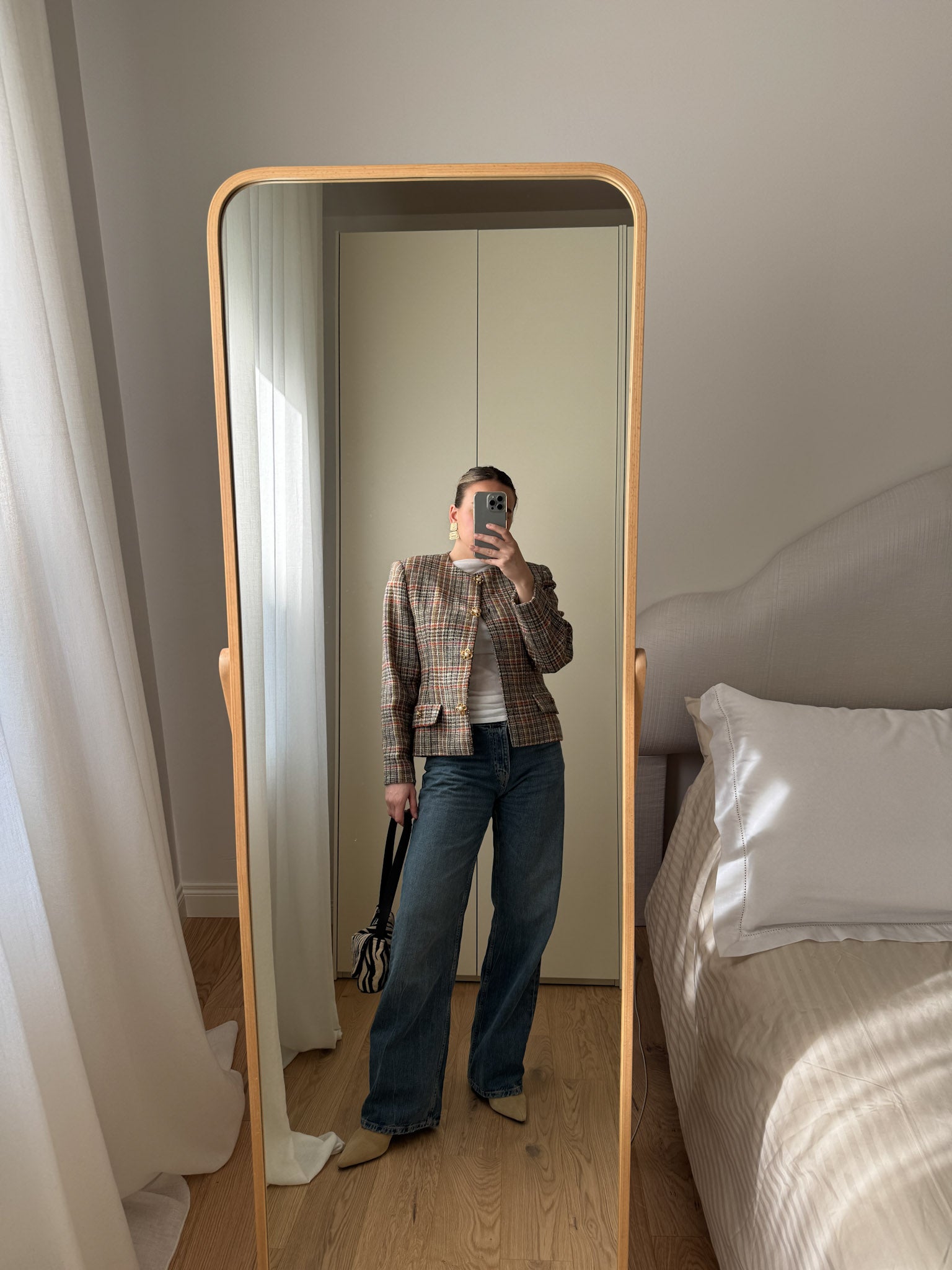 Pure wool tweed check jacket