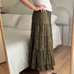 Flounced olive green skirt