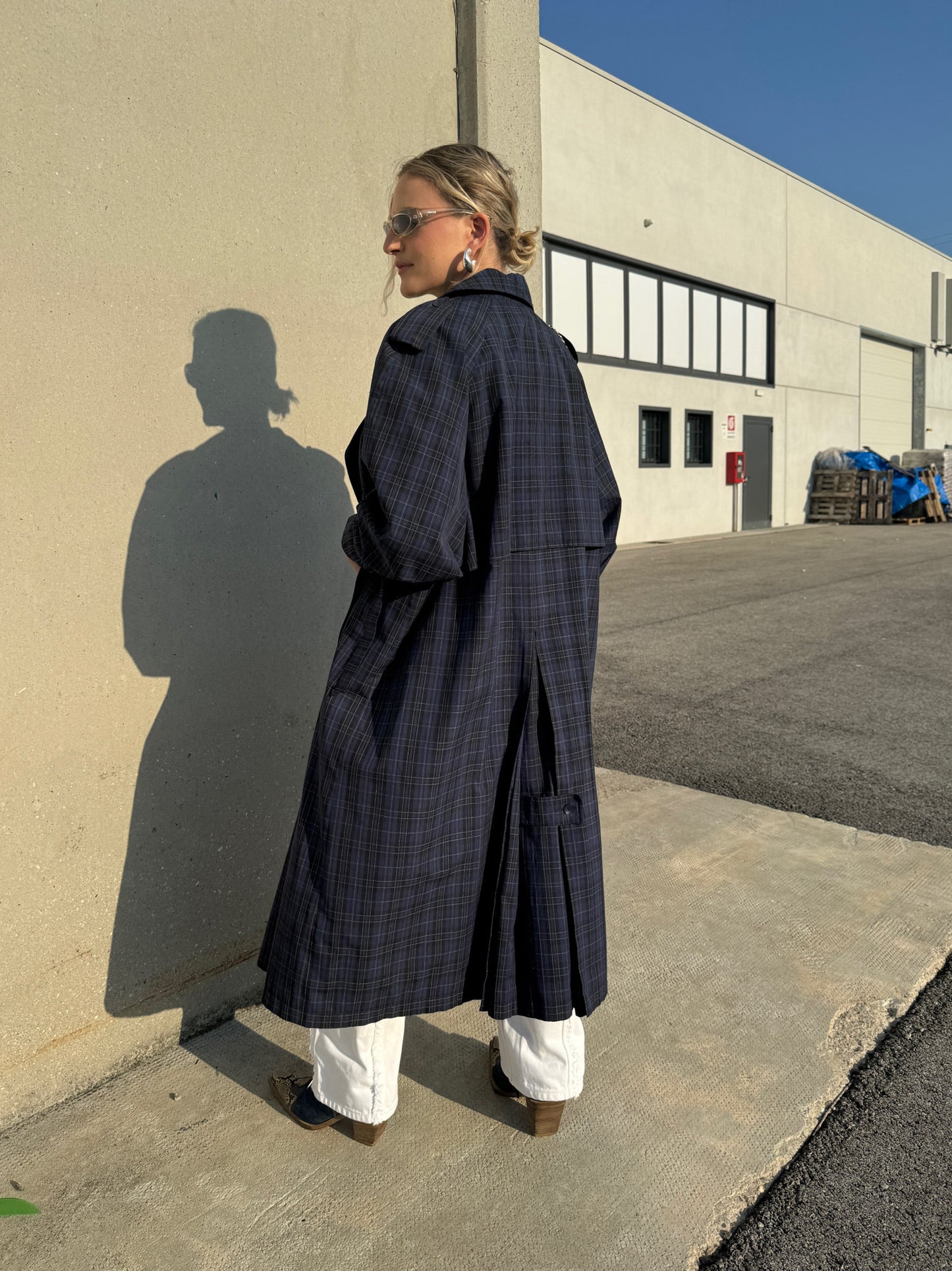 Tartan blue trench