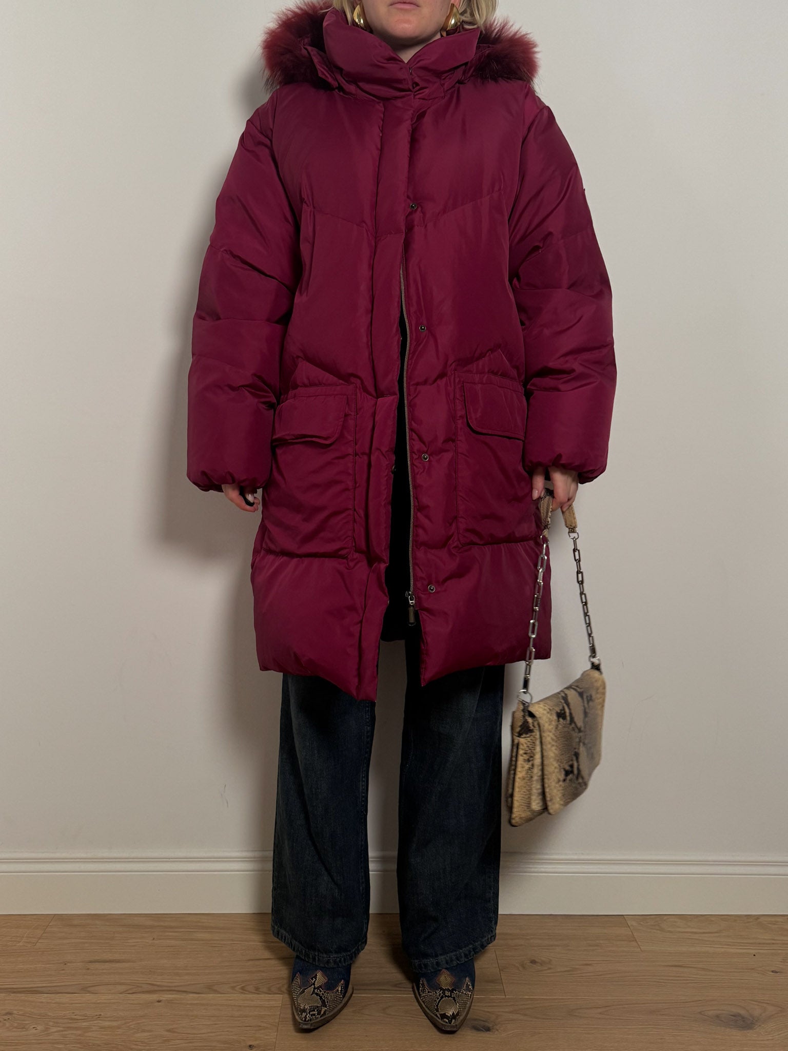 Real down burgundy puffer