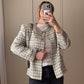 Tweed ivory and sky suit