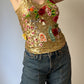 Floral sequins gold top