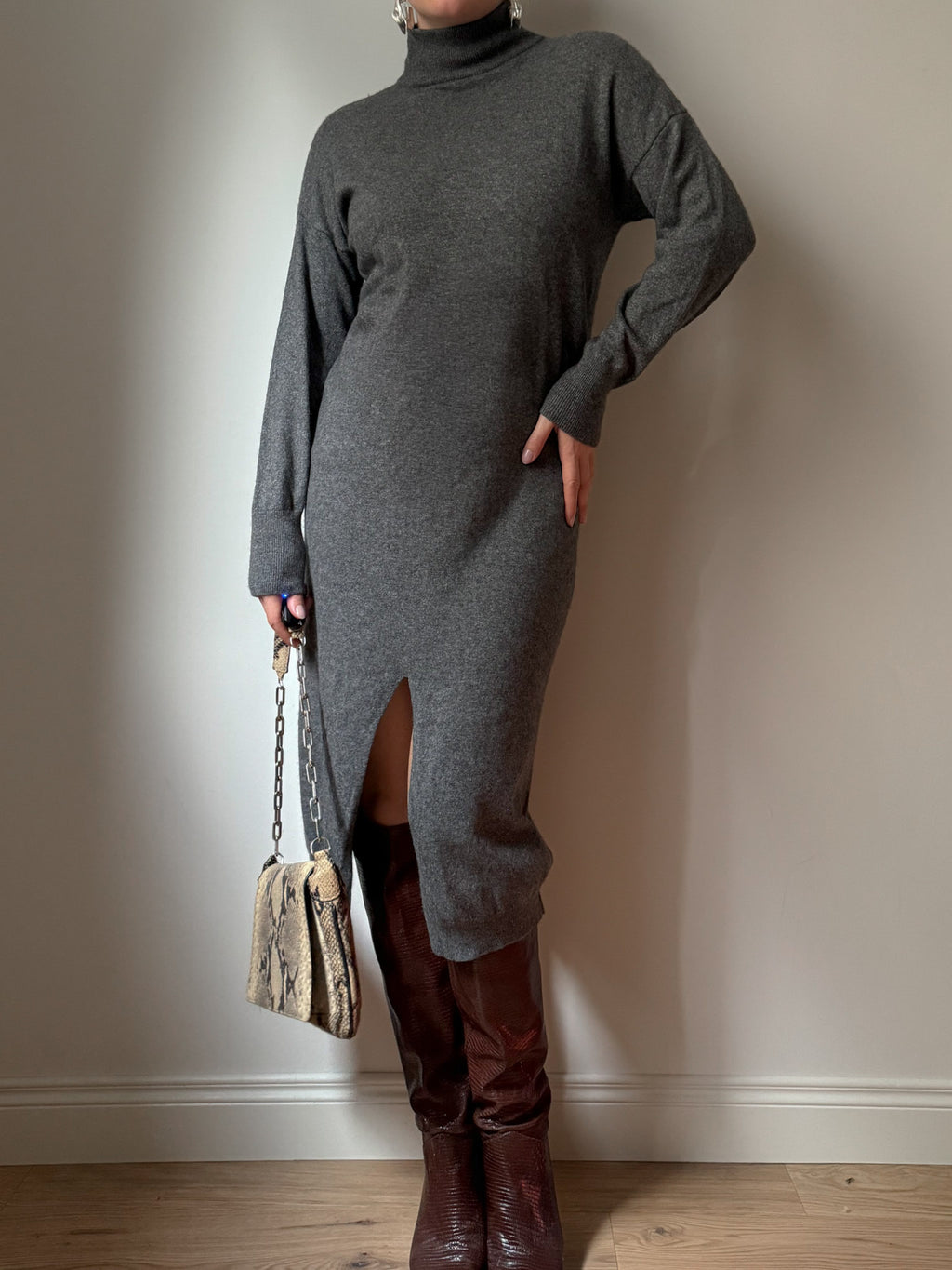 Wool blend grey dress