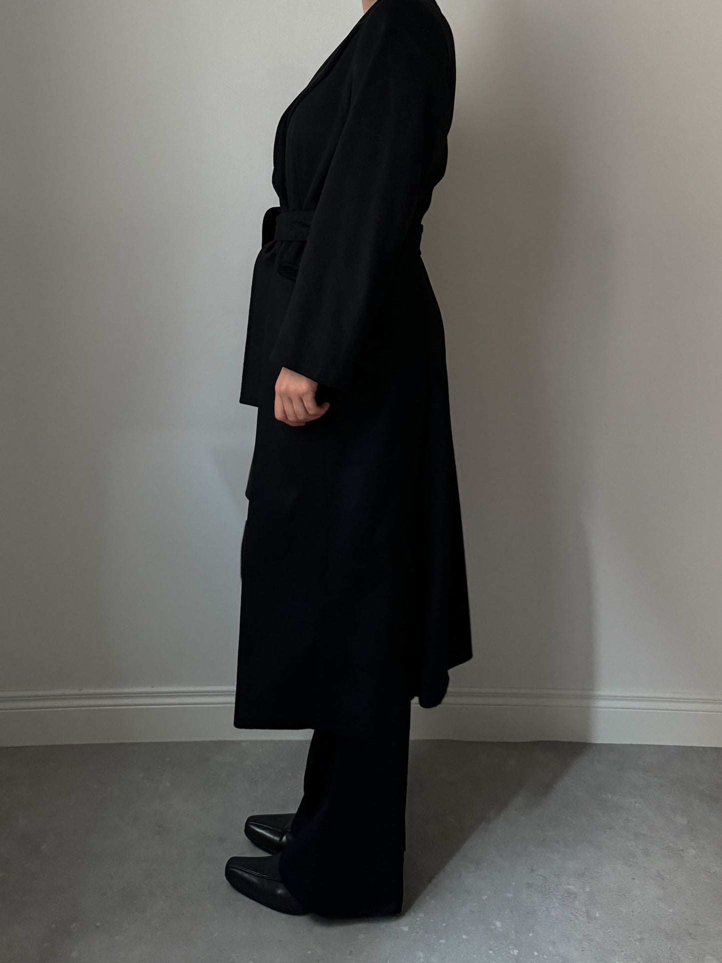 Pure wool black long coat