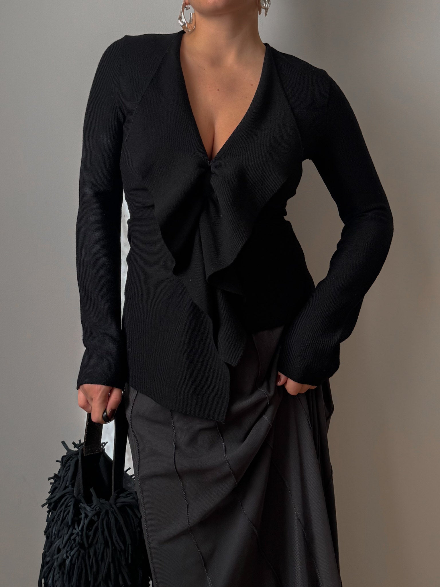 Pure merino wool black cardigan