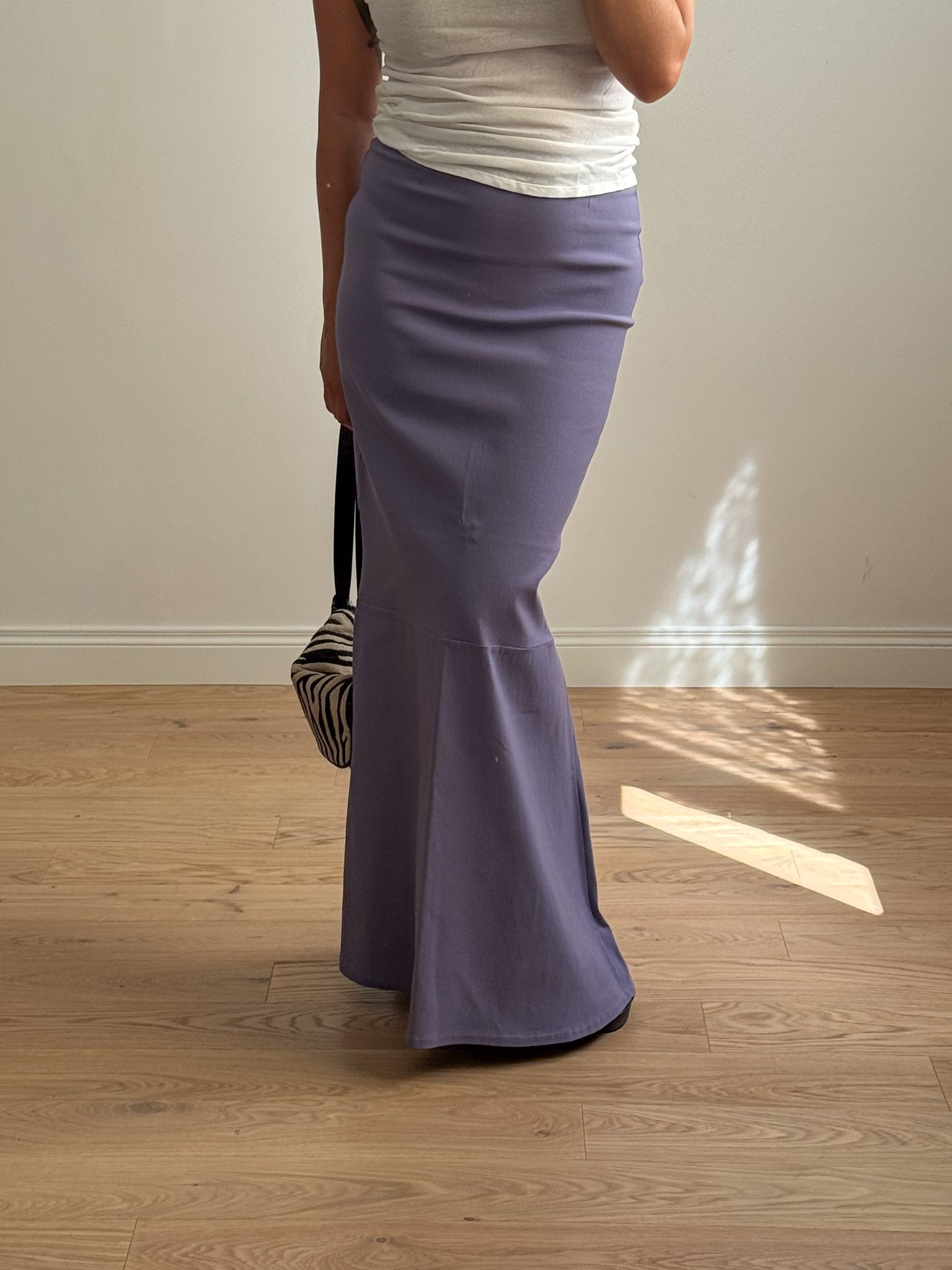 Strech lilac long skirt