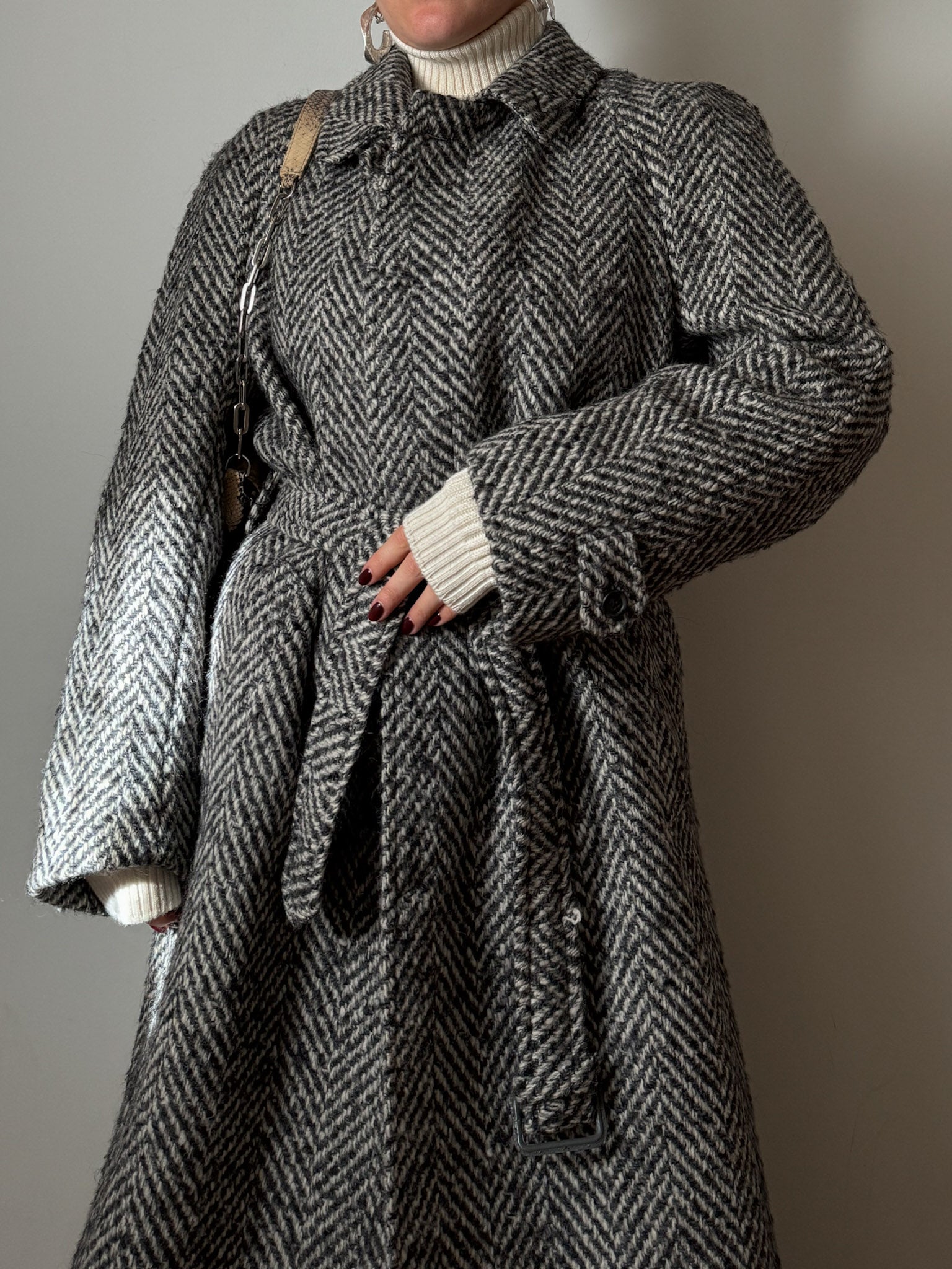 Pure wool herringobone coat
