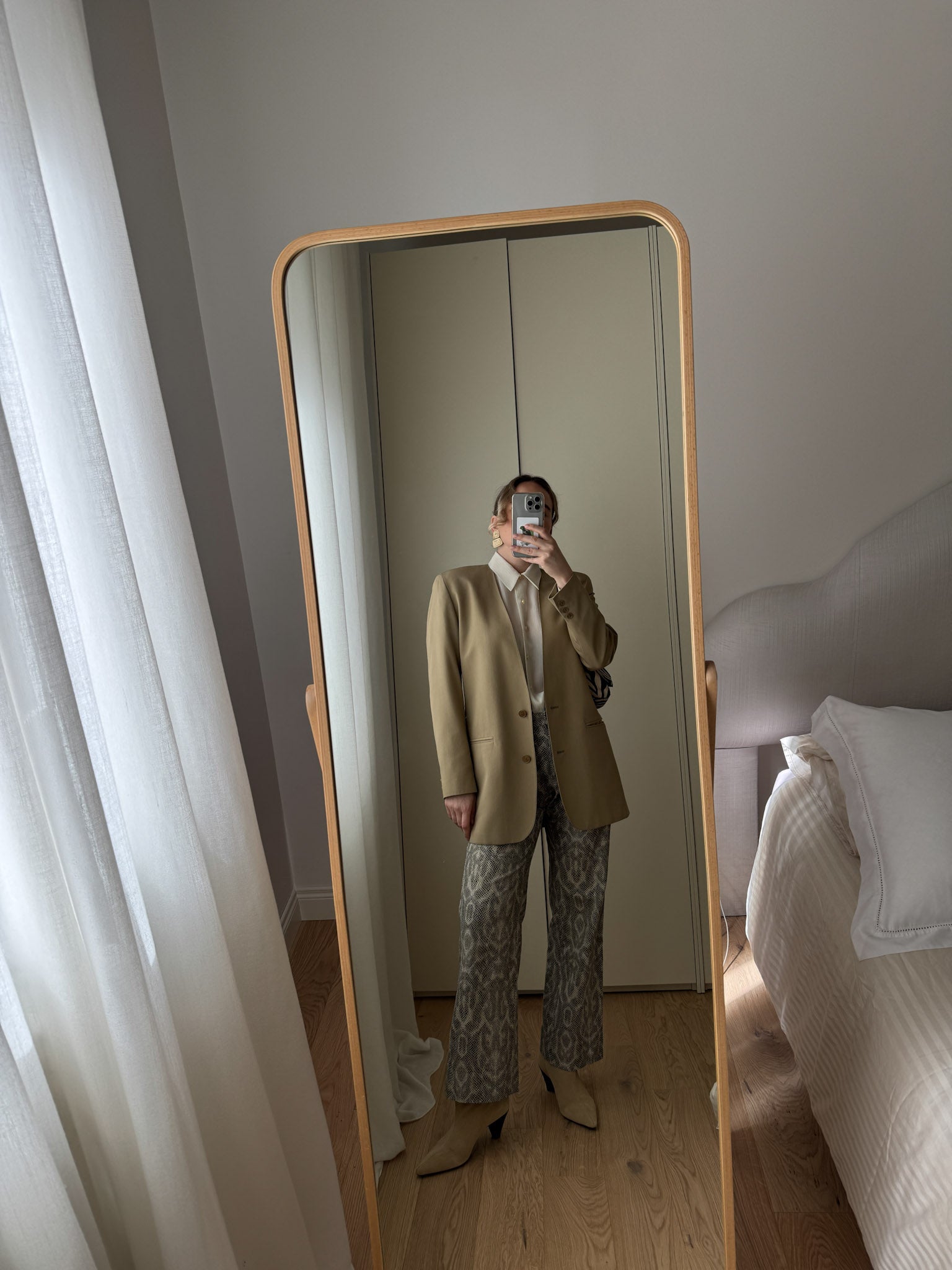 Viscose blend camel blazer