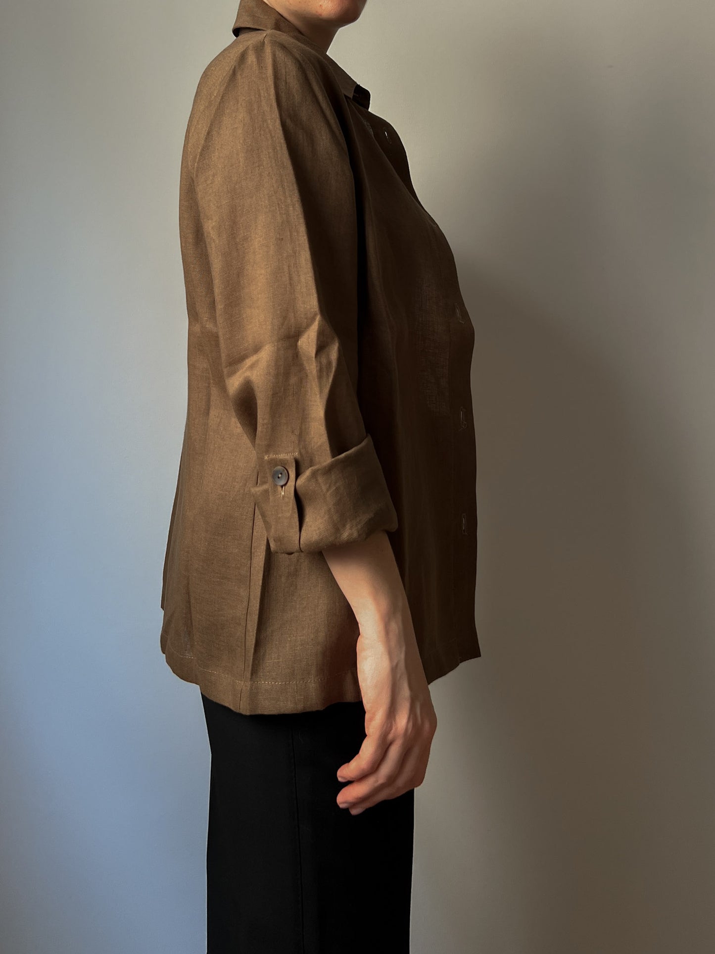 Pure linen brown shirt