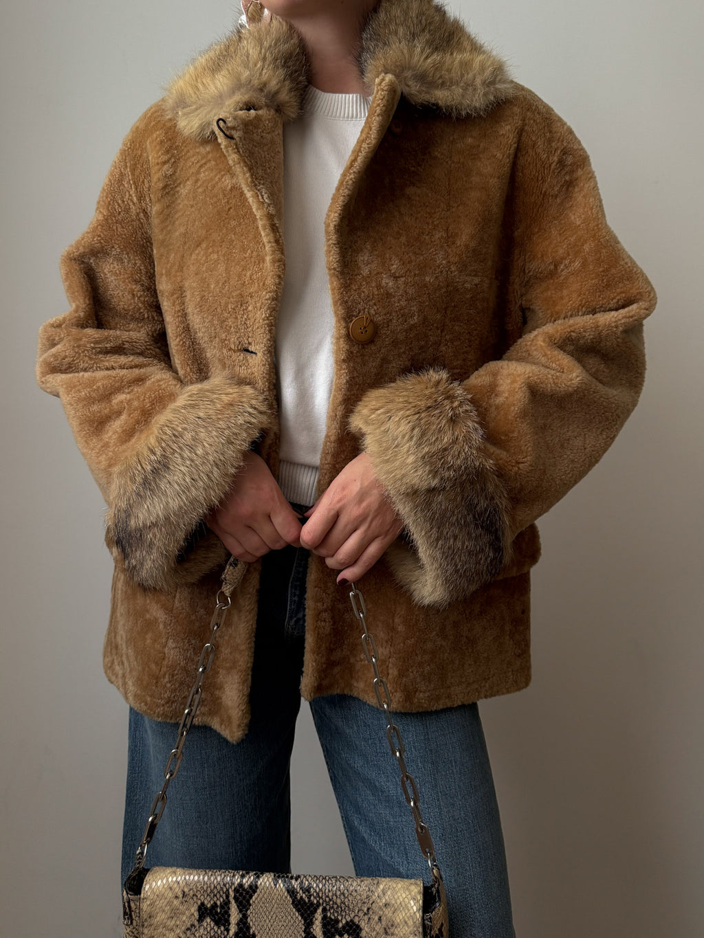 Real shearling and fur jacket