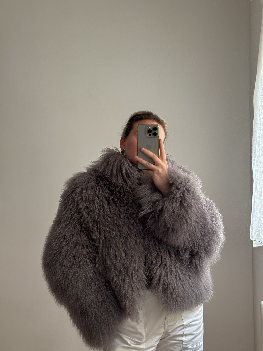 Mongolian grey fur jacket