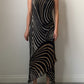 Pure viscose black and beige dress