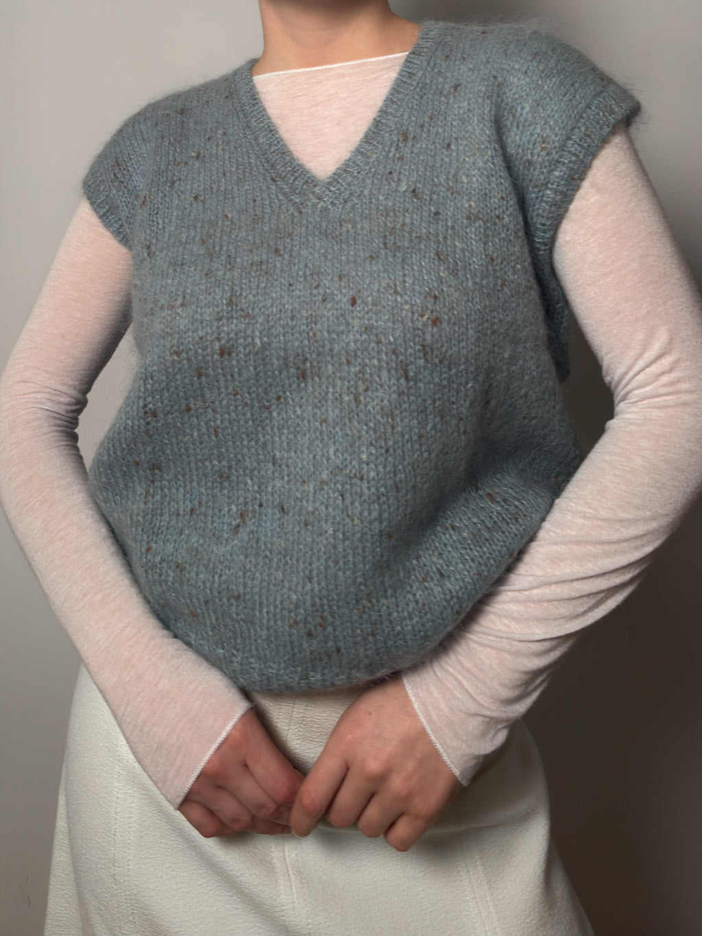 Pure wool handmade sky vest