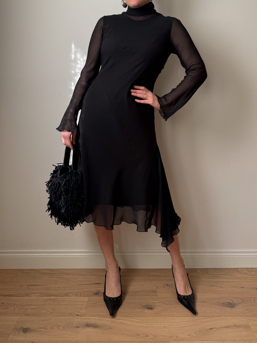 Pure silk black dress