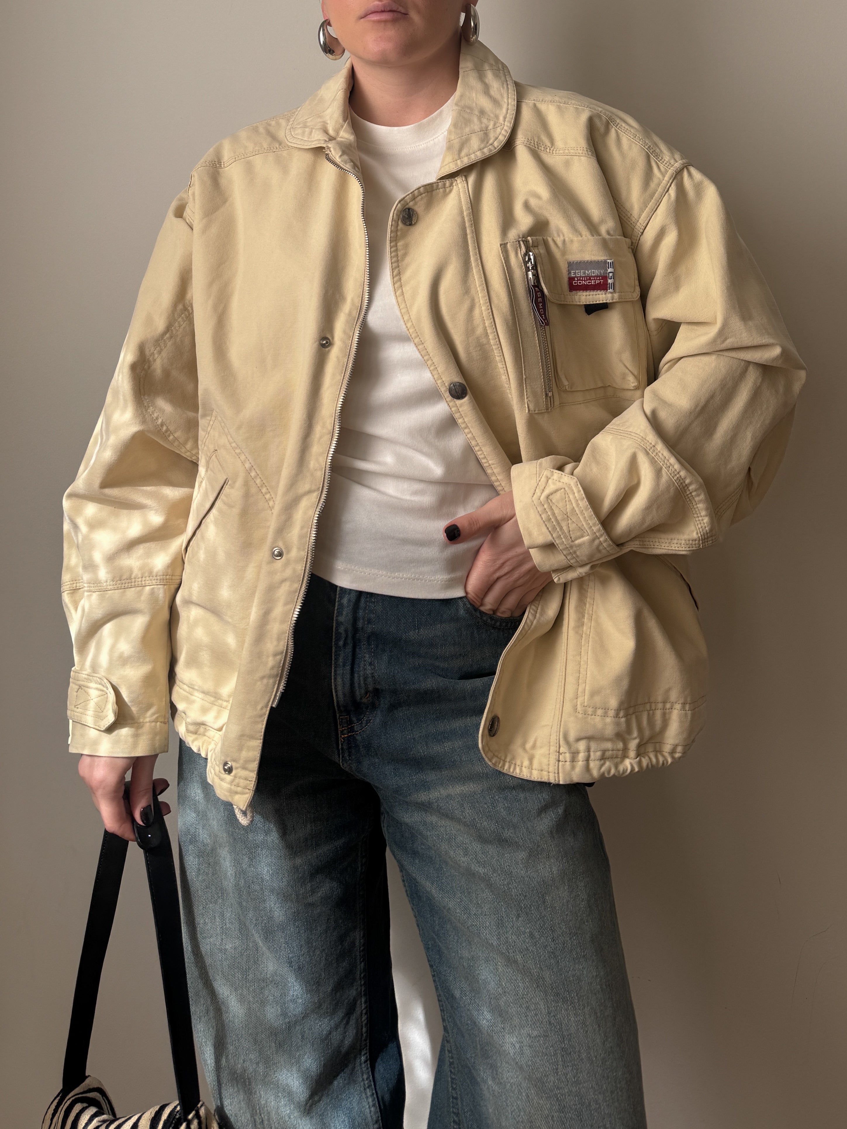 Giacca vintage in puro cotone con dettagli utility