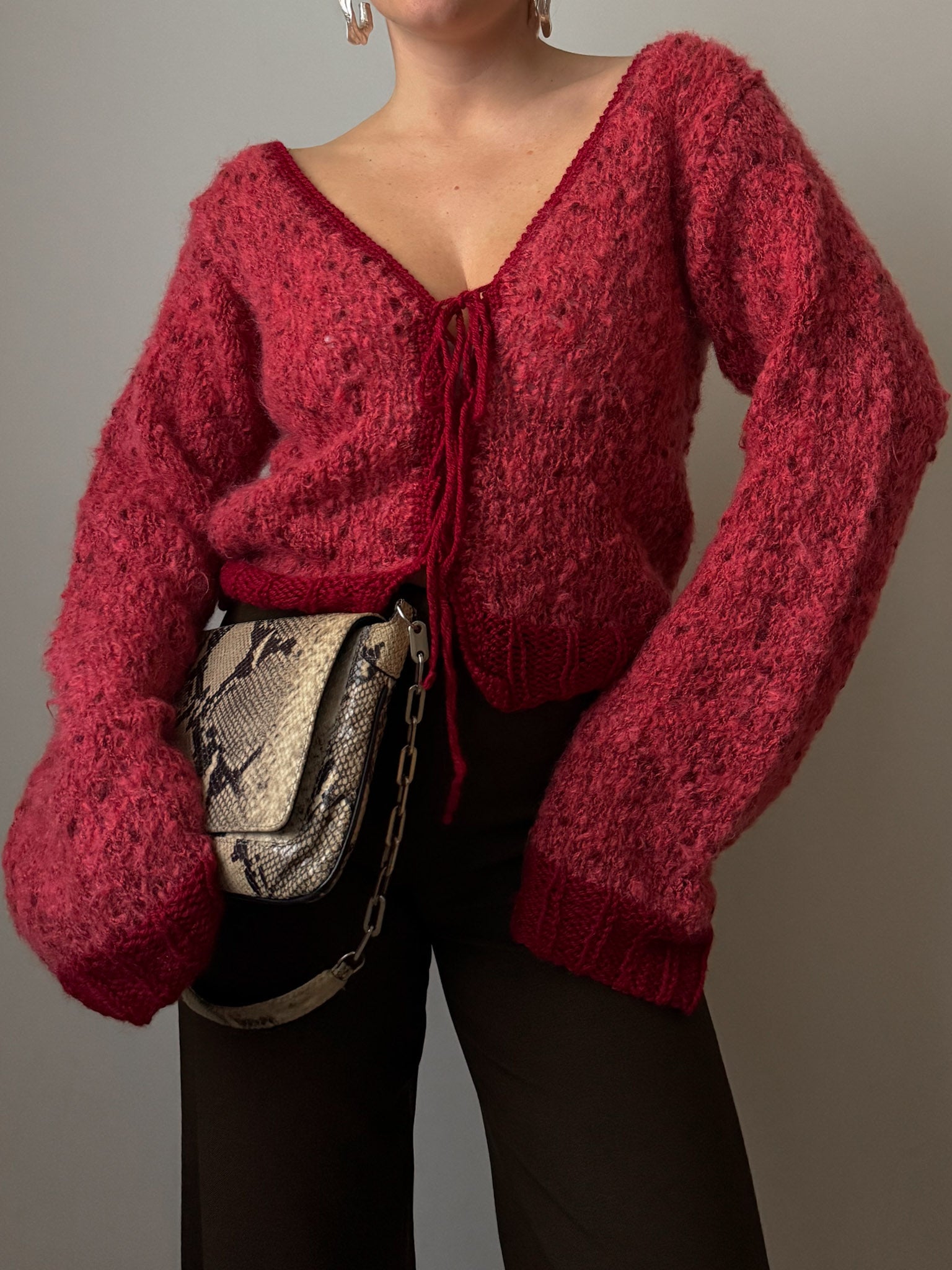 Pure wool embroidered strawberry cardigan