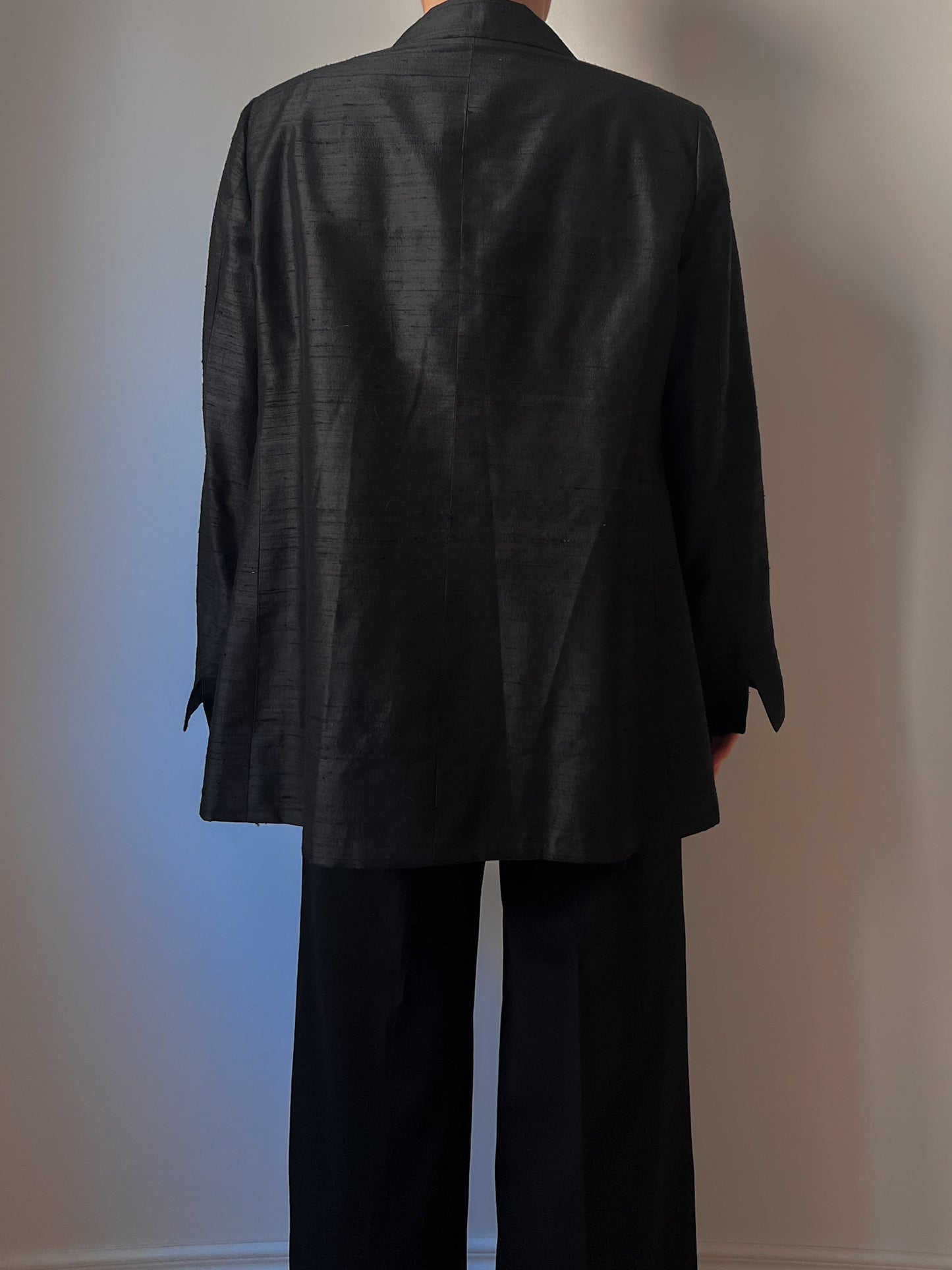 Shantung silk black blazer