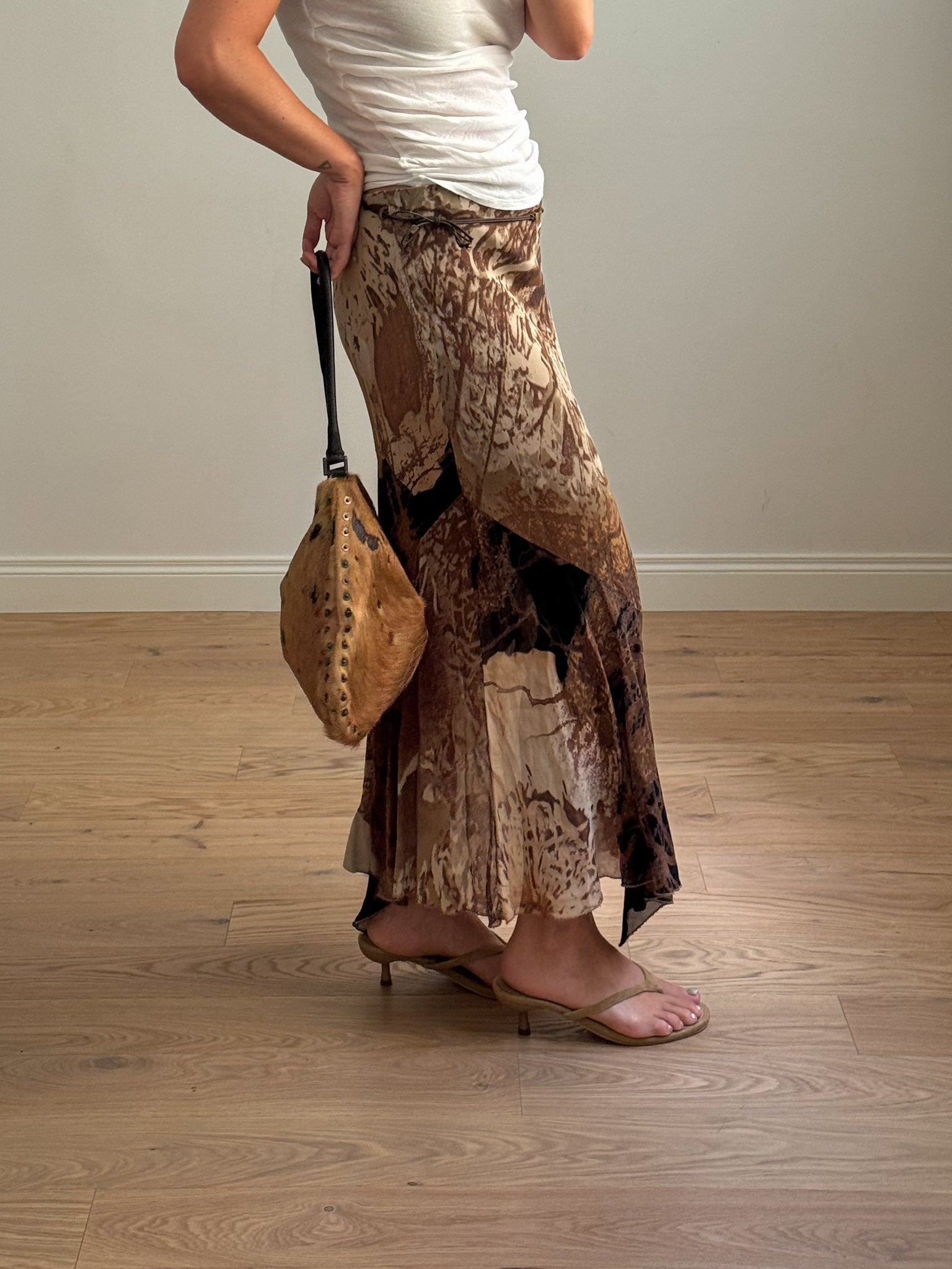 Pure viscose printed skirt