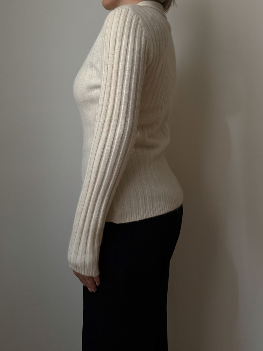 Angora and wool ivory cardigan