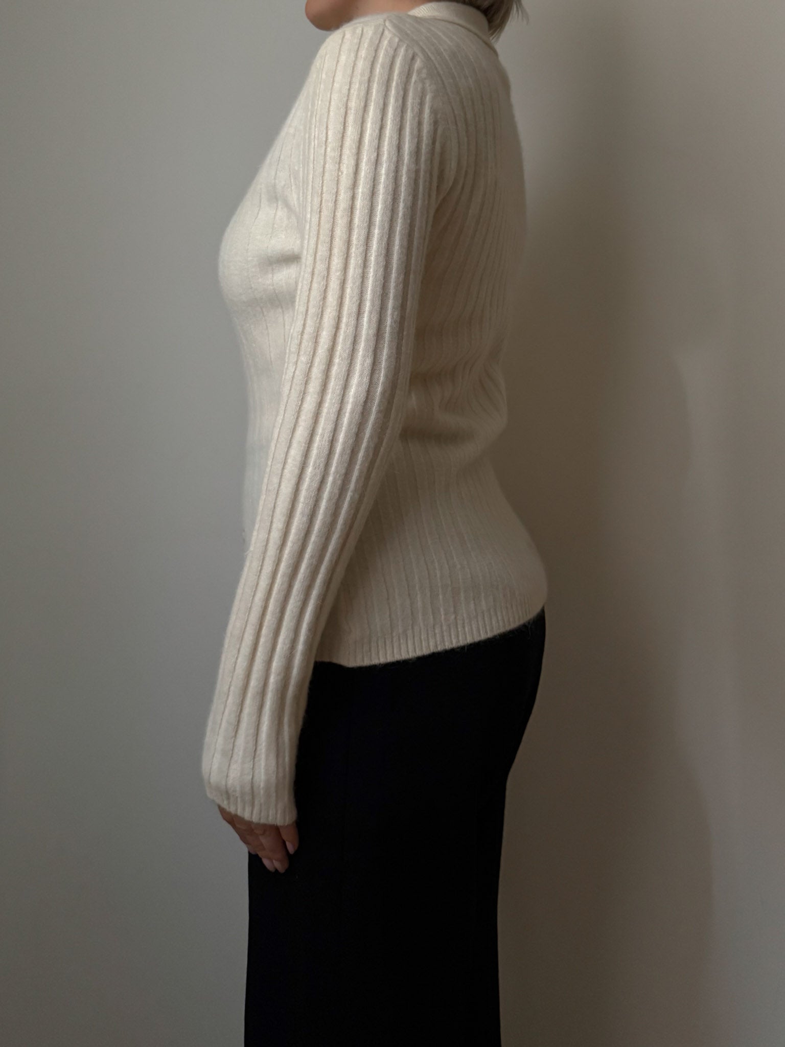 Angora and wool ivory cardigan