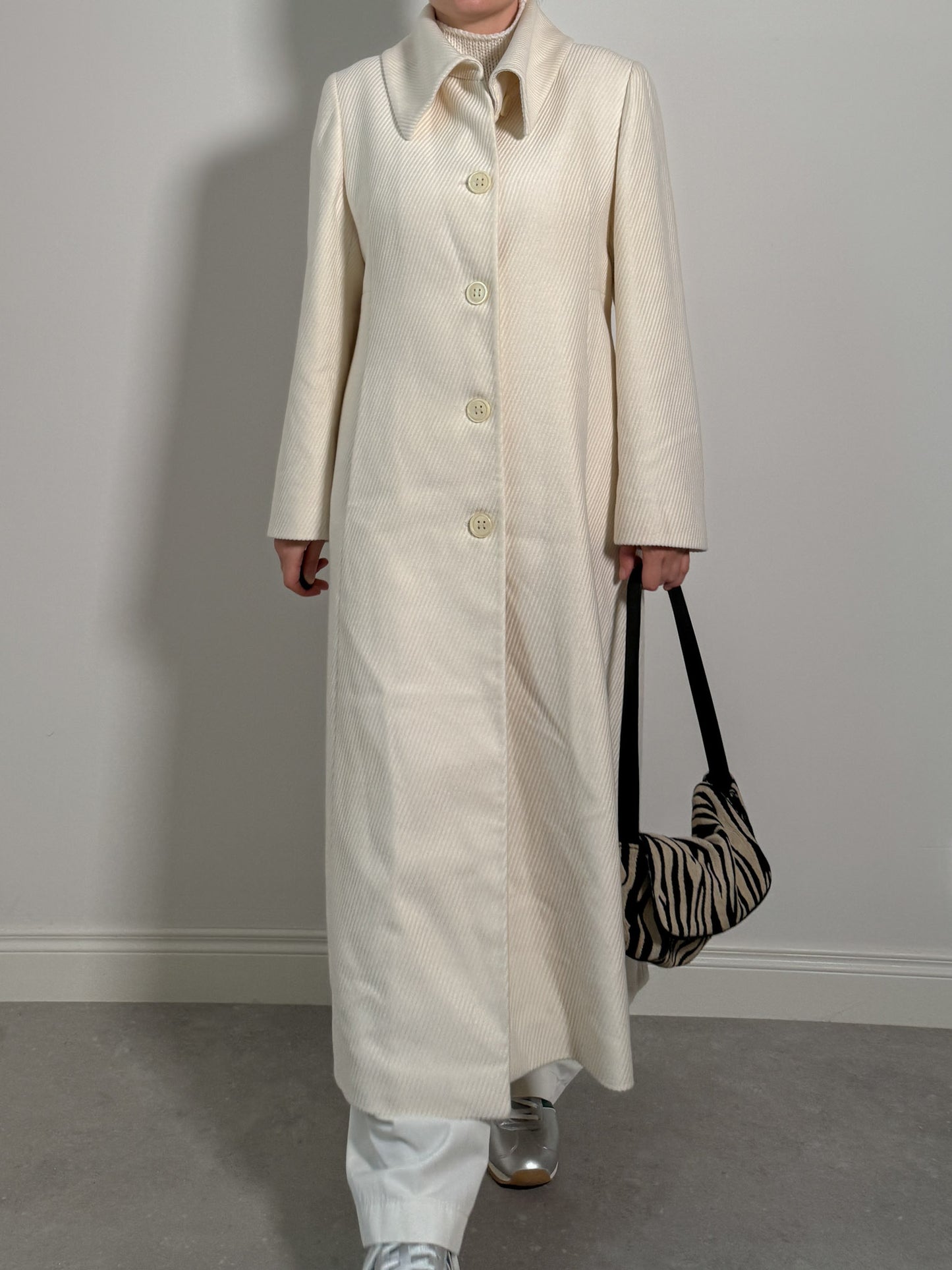 Cotton and virgin wool ivory coat