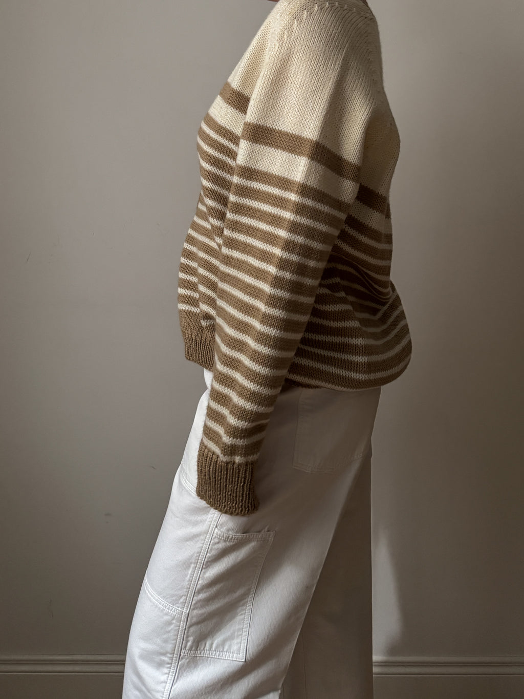 Pure wool embroidered striped cardigan