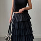 Flounced black skirt