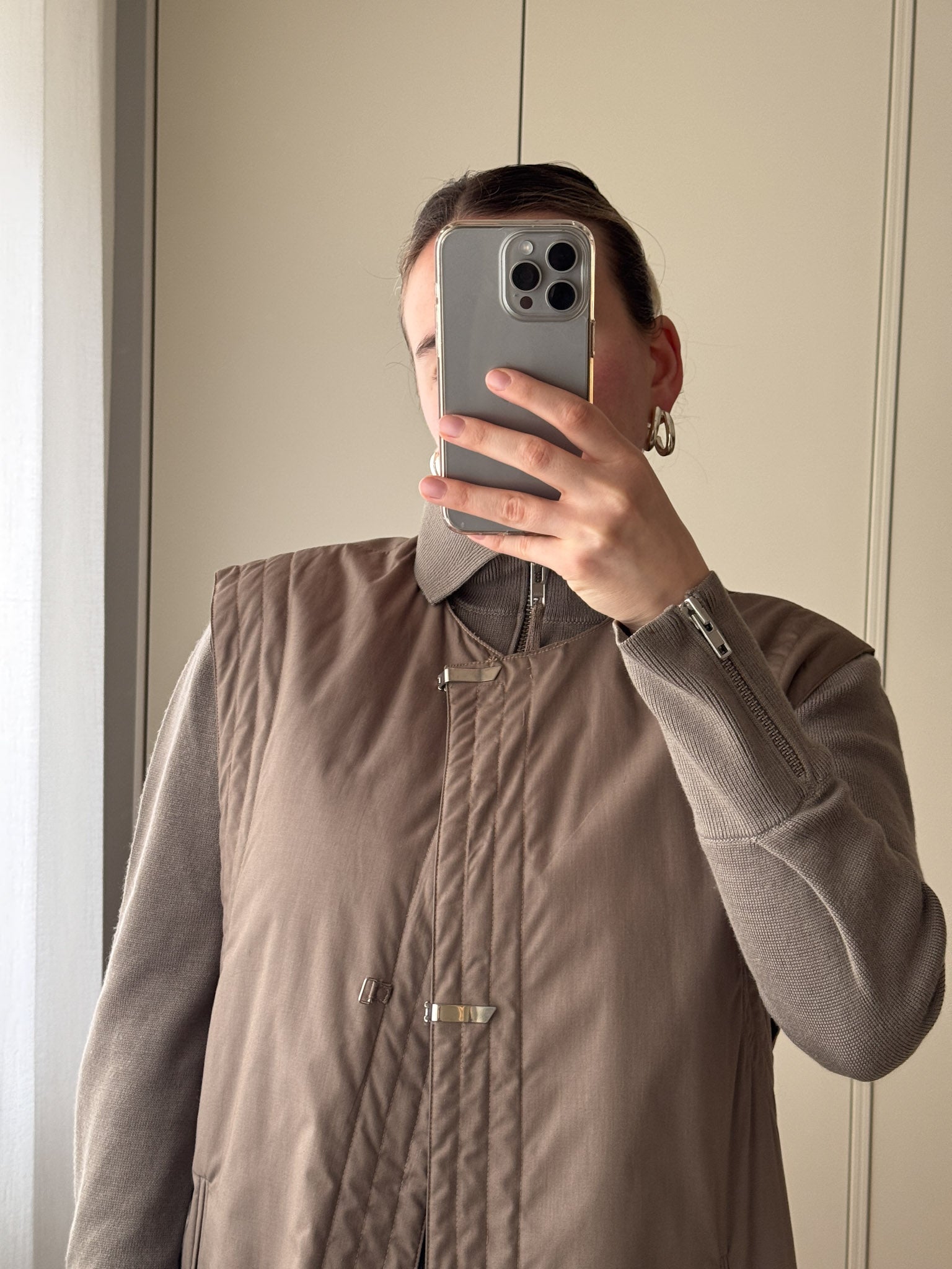 Quilted dove grey vest