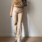 Real leather beige pants