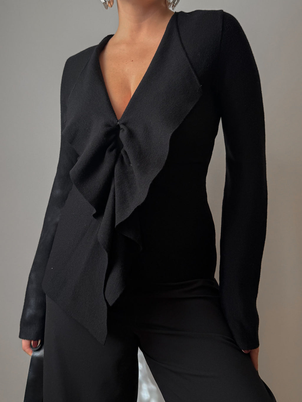 Pure merino wool black cardigan