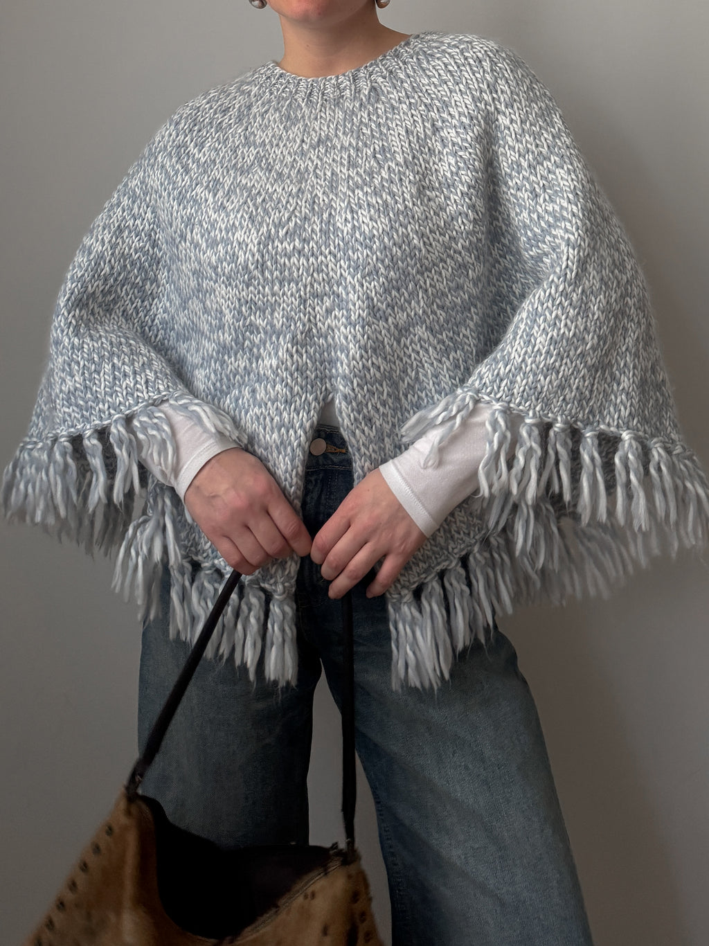 Wool blend melange cloak