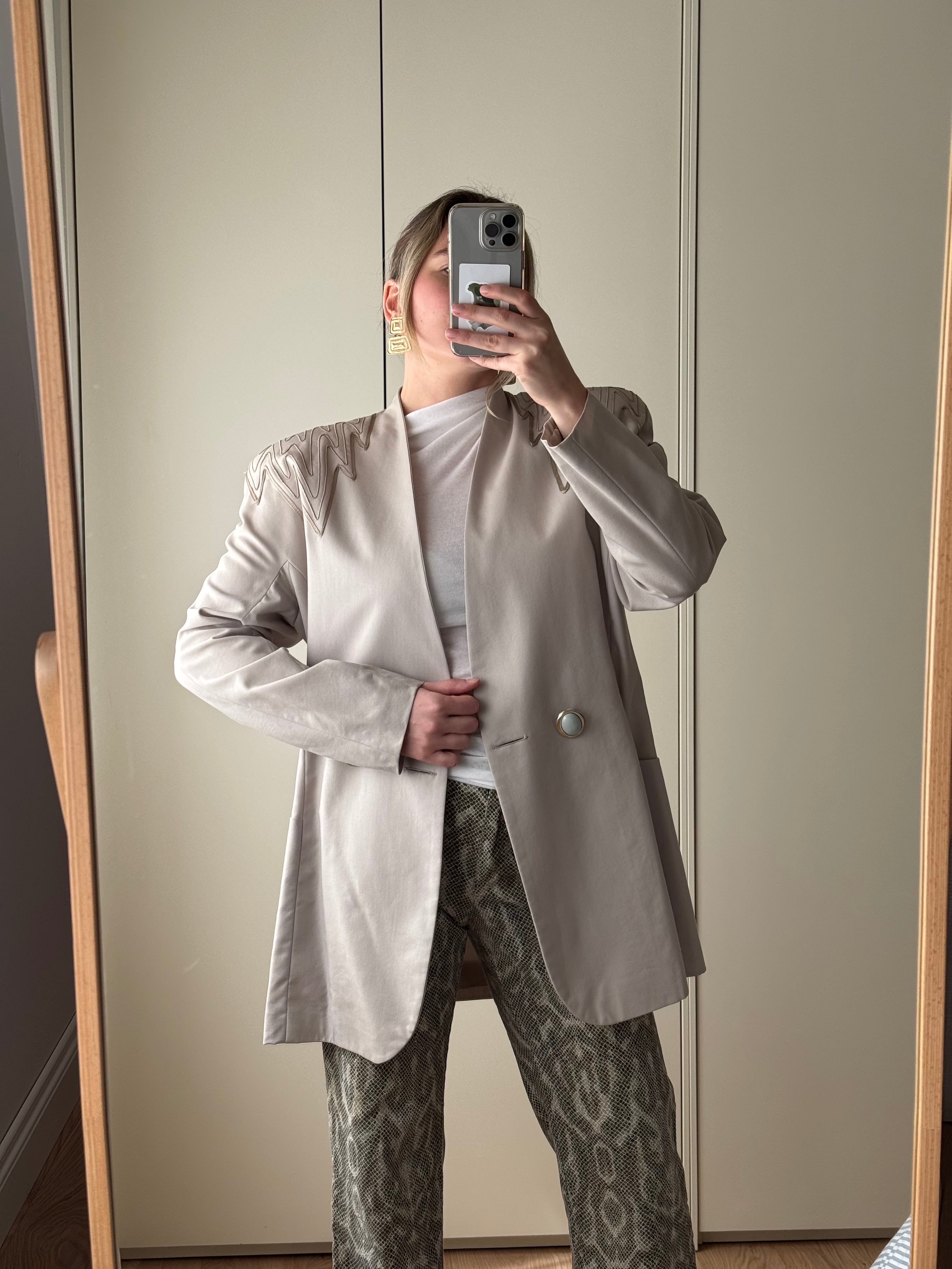 Cotton and viscose sand blazer