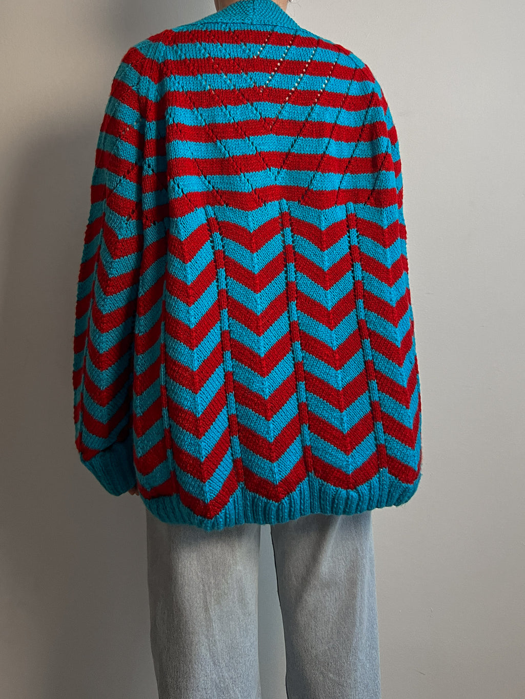 Wool embroidered striped cardigan