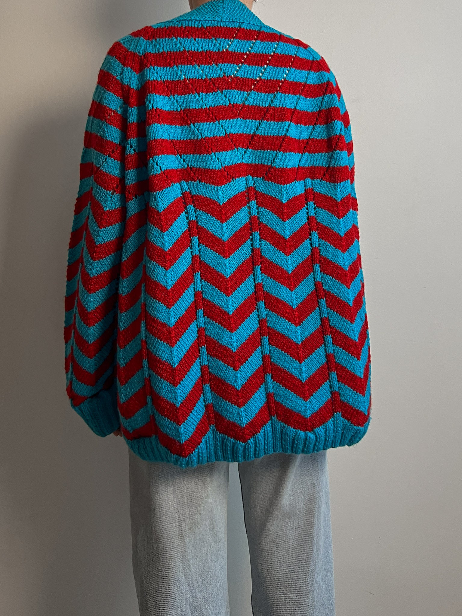 Wool embroidered striped cardigan