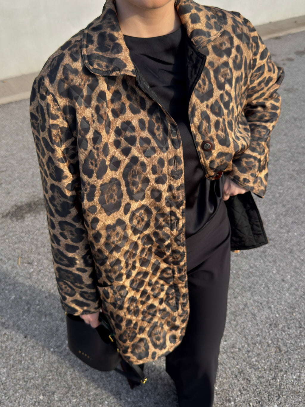 Quilted double face animalier jacket