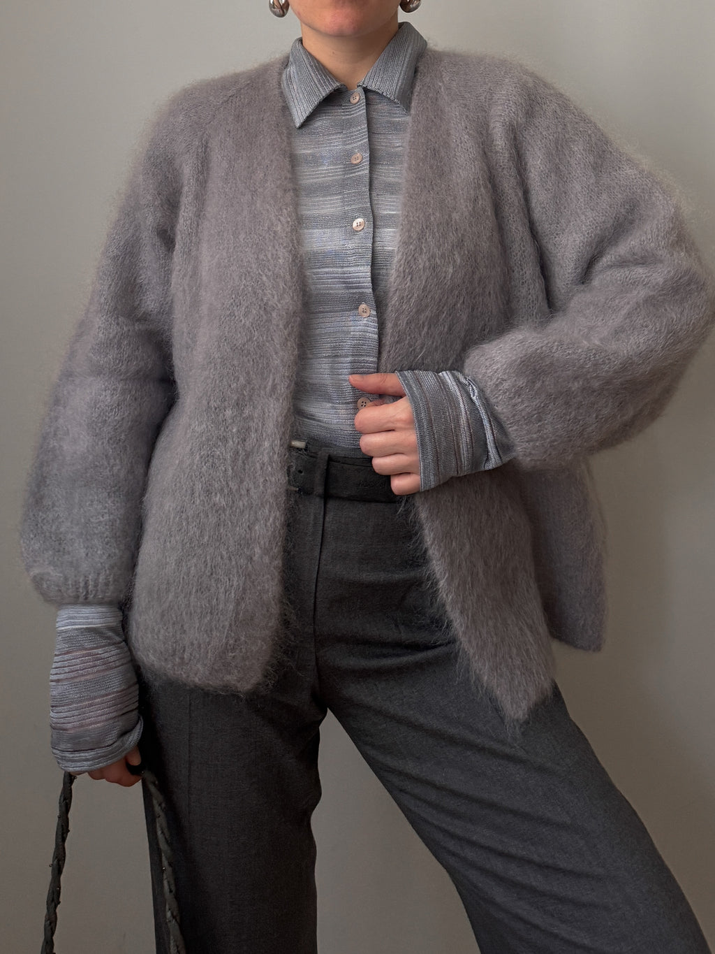 Kid mohair grey cardigan