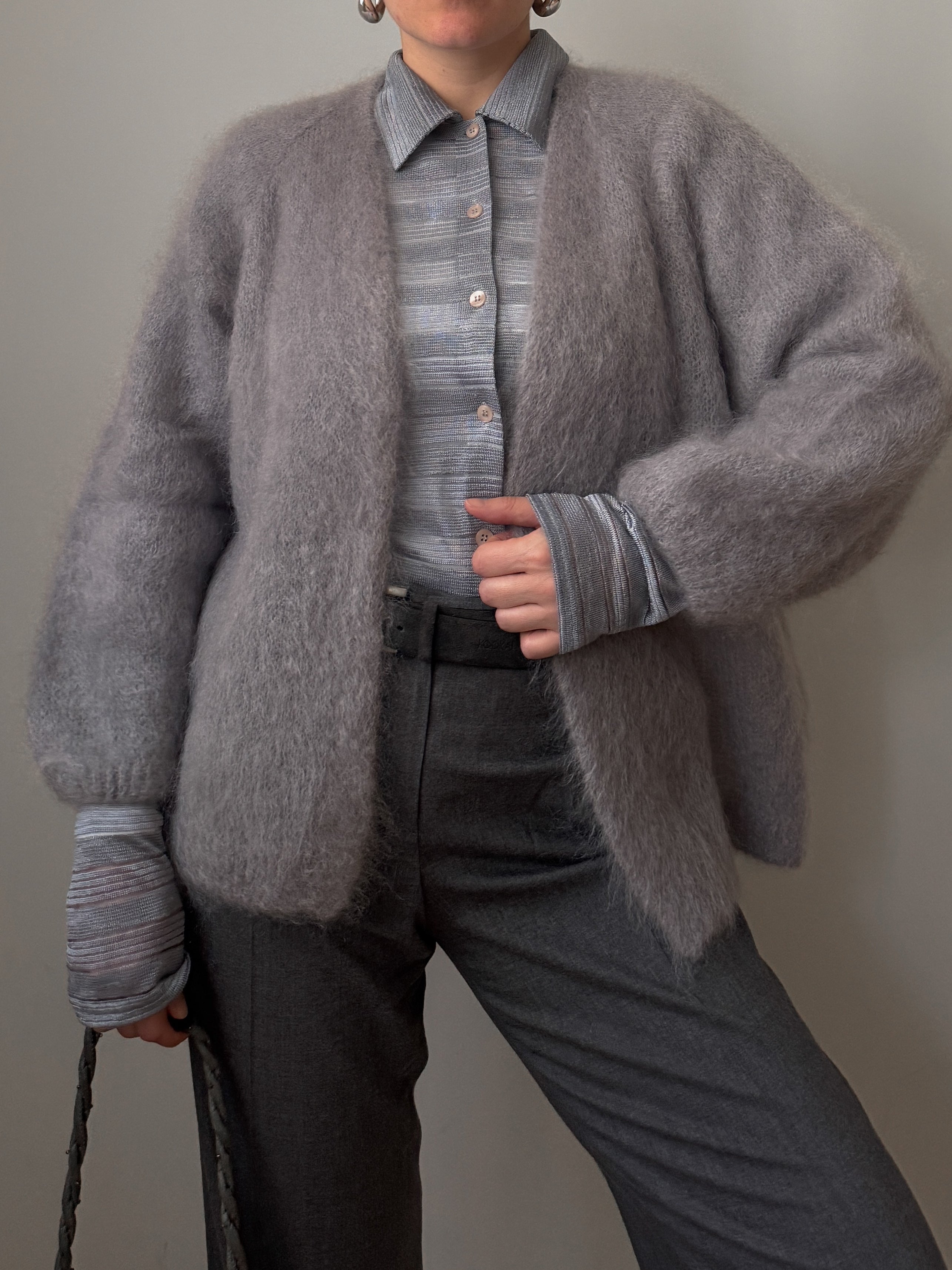 Kid mohair grey cardigan