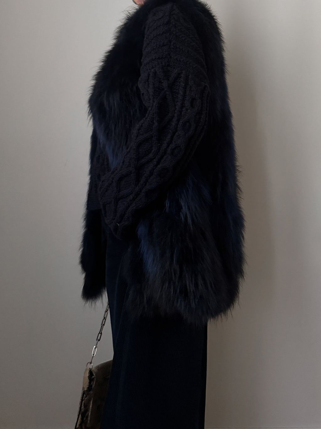 Real fur blue vest